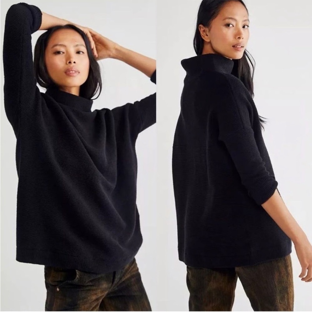 Free people ottoman sweater black ribbed XS